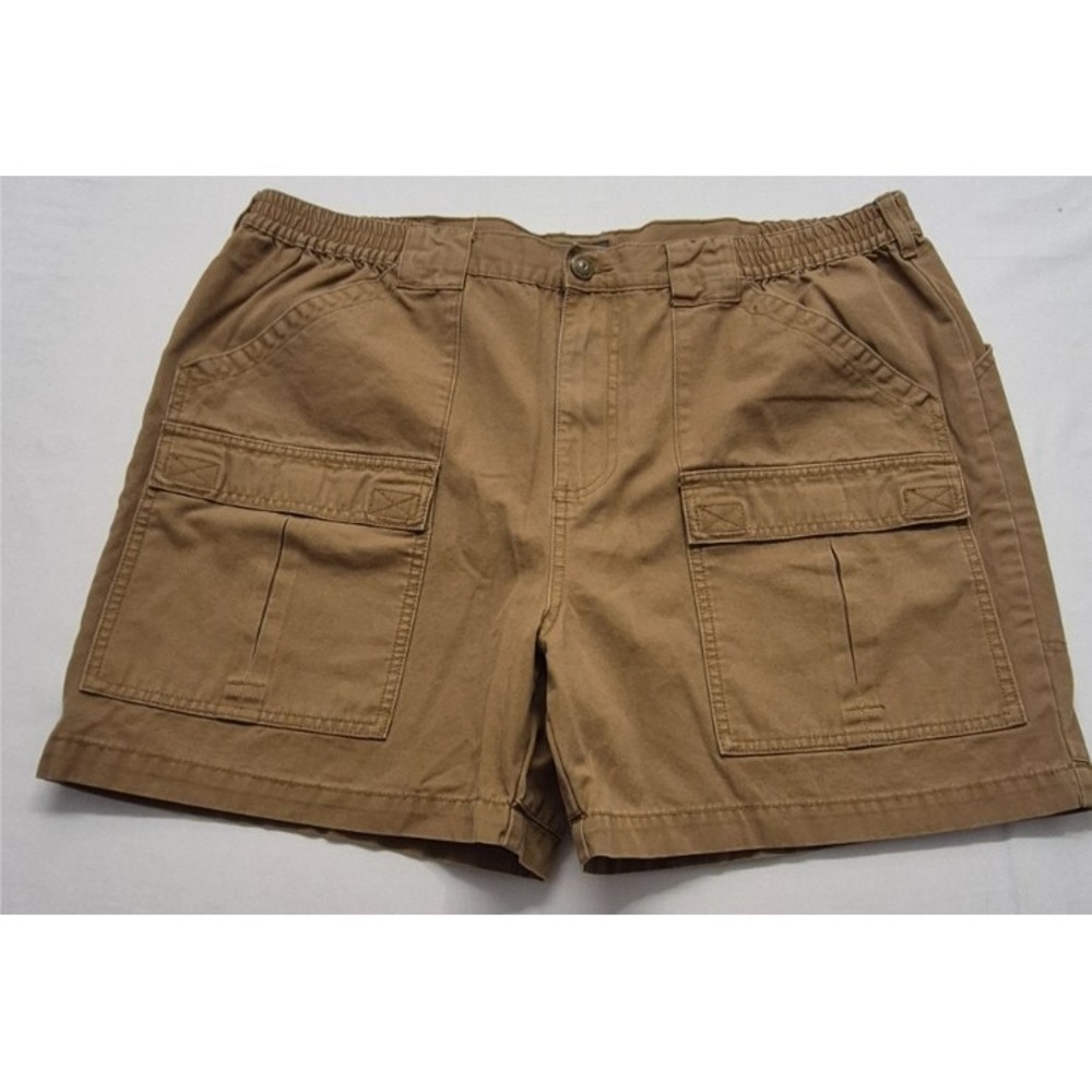 Cabela's‎ men's brown khaki cargo shorts 40/40 elastic side waist Cotton pockets